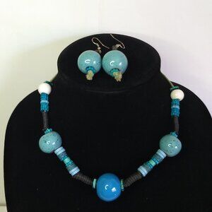 Large Round Beaded Necklace Earring Lot Avant Garde Statement Art to Wear Bold